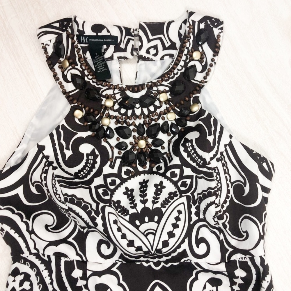 Women’s Beaded Brown & White Dress Size 2